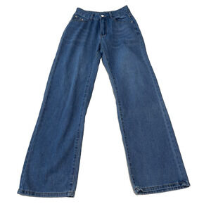 Wide Leg Baggy Jeans Womens Size 27x30 High Waist Medium Wash Festival Boho